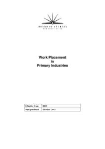 Work Placement in Primary Industries