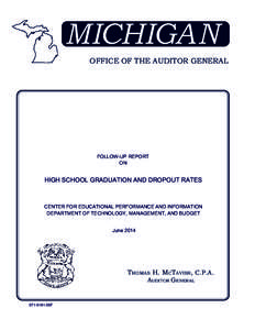 MICHIGAN OFFICE OF THE AUDITOR GENERAL FOLLOW-UP REPORT ON