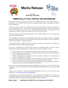 CFAC  Media Release Embargoed: Wednesday 16 May 2007