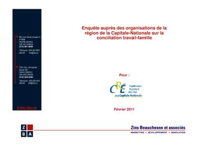 Enquête auprès des organisations de la région de la Capitale-Nationale sur la conciliation travail-famille ! 