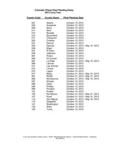 Kansas Wheat Final Planting Dates