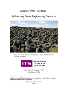 Building With Tire Bales Addressing Some Engineering Concerns  Acres and Acres of Tires – small part of a tire dump located near