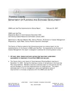DEPARTMENT OF PLANNING AND ECONOMIC DEVELOPMENT  CAMA Land Use Plan Implementation Status Report February 22, 2007