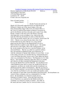 Southern Campaign American Revolution Pension Statements & Rosters Pension Application of John Booth W25258 Rebecca fn51SC Transcribed by Sam West[removed]