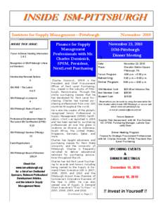 Management / Supply chain management / Institute for Supply Management / Non-Manufacturing ISM Report on Business / Supply management / Non-Manufacturing Business Activity Index / Purchasing and supply / Pittsburgh / Purchasing / Business / Technology / Economic indicators