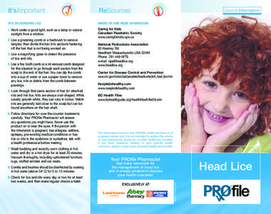 It’s Important  ReSources TIPS ON REMOVING LICE