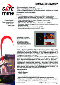 MSHA - Accident Prevention through the use of New Technologies - Safemine SafetyCentre System