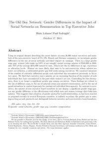 The Old Boy Network: Gender Differences in the Impact of Social Networks on Remuneration in Top Executive Jobs Marie Lalanne∗, Paul Seabright†