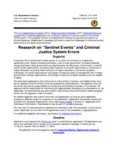 Research on “Sentinel Events” and Criminal Justice System Errors