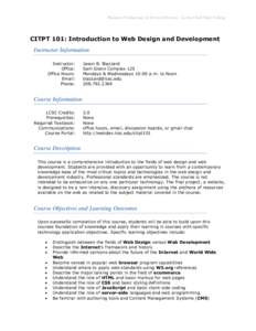 Business Technology & Service Division – Lewis-Clark State College  CITPT 101: Introduction to Web Design and Development Instructor Information Instructor: Office:
