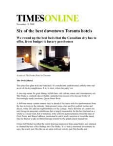 Toronto / Ontario / Queen Street West / Grand Hotel / Film / Hotels in Toronto / Drake Hotel