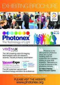 EXHIBITING BROCHURE  fInd US on The Technology of Light 14 & 15 OCTOBER 2015 · RICOH ARENA · COVENTRY · UK