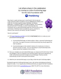 Information science / Personalization / Fundraising / Fundraiser / Website / Business / Economics / Cornelia de Lange Syndrome / Syndromes / Firstgiving.com