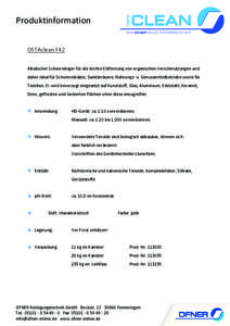 Produktinformation EIN Q UALITÄTSPROD U KT  OSTAclean F42