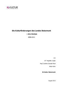 Die Kulturförderungen des Landes Steiermark – eine Analysevon DIin Angelika Lingitz