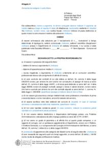 Allegato A Domanda da redigere in carta libera Al Rettore Università degli Studi Piazza San Marco, [removed]Firenze