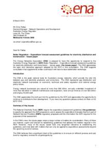 8 March[removed]Mr Chris Pattas General Manager - Network Operations and Development Australian Energy Regulator Level 35, The Tower