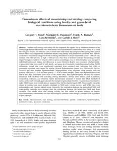 Downstream effects of mountaintop coal mining: comparing biological conditions using family- and genus-level macroinvertebrate bioassessment tools, July 2008