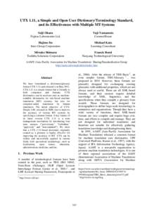 Lexicography / Computational linguistics / Universal Terminology eXchange / Lexical Markup Framework / Dictionary / Japanese dictionary / Rule-based machine translation / Machine translation / DICT / Linguistics / Computer-assisted translation / Science