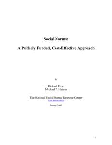 Social Norms: A Publicly Funded, Cost-Effective Approach By  Richard Rice