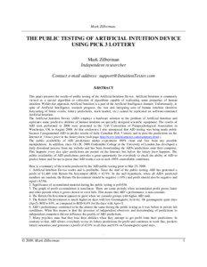 Mark Zilberman.  THE PUBLIC TESTING OF ARTIFICIAL INTUITION DEVICE