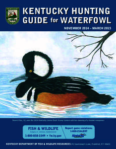 KENTUCKY HUNTING GUIDE for WATERFOWL NOVEMBER 2014 – MARCH 2015 Naomi Dias, 12, won the 2014 Kentucky Junior Duck Stamp Contest with her drawing of a hooded merganser.