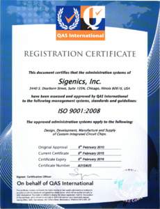 a) QAS International  REGI STRATION CERTIF ICATE