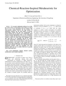Technical Report TRChemical-Reaction-Inspired Metaheuristic for Optimization