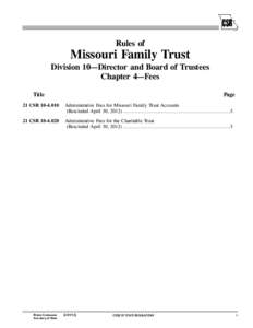 Missouri Secretary of State: Code of State Regulations