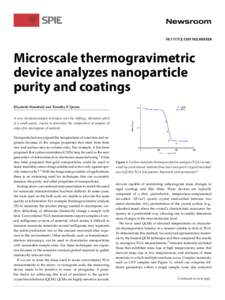 [removed][removed]Microscale thermogravimetric device analyzes nanoparticle purity and coatings Elisabeth Mansfield and Timothy P. Quinn