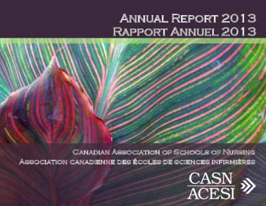 Annual Report 2013 Rapport Annuel 2013 Canadian Association of Schools of Nursing Association canadienne des écoles de sciences infirmières