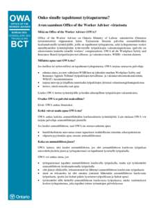 Print Fact Sheet  OWA OFFICE OF THE WORKER ADVISER