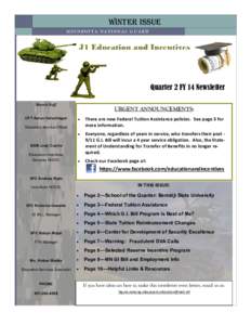 Winter Issue MINNESOTA NATIONAL GUARD Quarter 2 FY 14 Newsletter Branch Staff