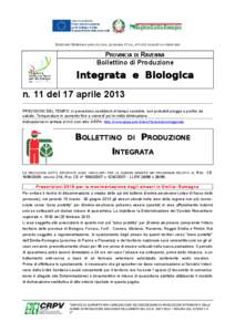 DIREZIONE GENERALE AGRICOLTURA, ECONOMIA ITTICA, ATTIVITÀ FAUNISTICO-VENATORIE  PROVINCIA DI RAVENNA Bollettino di Produzione