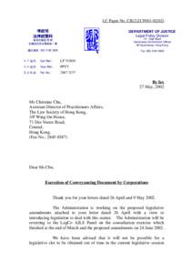 LC Paper No. CB[removed]) 律政司 法律政策科 DEPARTMENT OF JUSTICE Legal Policy Division