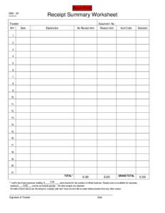 Reset Form DISB - 4D Receipt Summary Worksheet