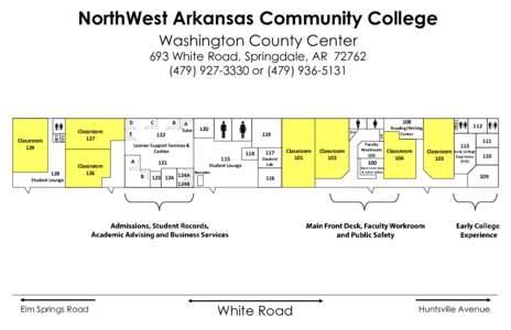 NorthWest Arkansas Community College Washington County Center 693 White Road, Springdale, AR3330 or