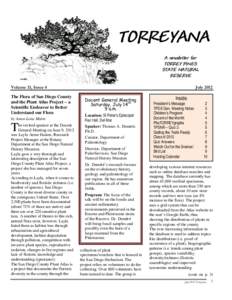 TORREYANA A newsletter for TORREY PINES STATE NATURAL RESERVE Volume 13, Issue 4