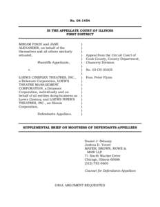 No[removed]IN THE APPELLATE COURT OF ILLINOIS FIRST DISTRICT MIRIAM FISCH and JANE ALEXANDER, on behalf of the themselves and all others similarly