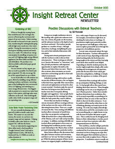 OctoberInsight Retreat Center NEWSLETTER Greening of IRC When we bought the nursing home