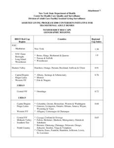 ASSISTED LIVING PROGRAM 4500 CONVERSION INITIATIVE FOR TRANSITIONAL ADULT HOMES, NYSDOH RHCF BED CAPS GEOGRAPHIC REGIONS