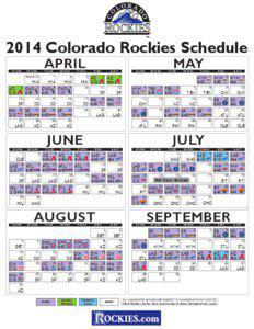 2014 Colorado Rockies Schedule SUN