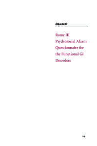 Appendix D  Rome III Psychosocial Alarm Questionnaire for the Functional GI