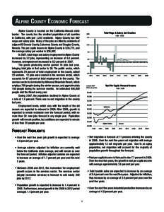 Alpine County Economic Forecast Alpine County is located on the California-Nevada state border. The county has the smallest population of all counties in California, with just 1,222 residents. Alpine County has 862 wage 