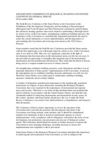 International law / Human rights instruments / Nuclear weapons / Biological Weapons Convention / Chemical Weapons Convention / United Nations Security Council Resolution / Nuclear Non-Proliferation Treaty / Weapon of mass destruction / Chemical warfare / International relations / Arms control / Biological warfare