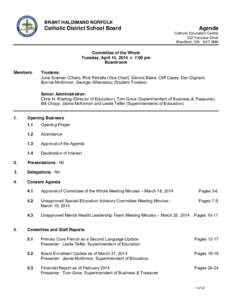 BRANT HALDIMAND NORFOLK  Catholic District School Board Agenda