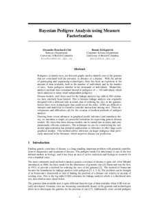 Bayesian Pedigree Analysis using Measure Factorization Bonnie Kirkpatrick Computer Science Department University of British Columbia [removed]