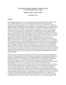 Ground-Water Quality Investigation - Pavillion, Wyoming U.S. Environmental Protection Agency Methods, Graphics, and Data Tables November 8, 2011 Methods Four sampling events (Phases I - IV) were conducted commencing in M