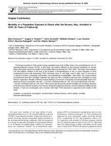 American Journal of Epidemiology Advance Access published February 19, 2008 American Journal of Epidemiology