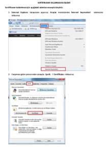 SERTİFİKANIN KALDIRILMASI İŞLEMİ Sertifikanın kaldırılması için aşağıdaki adımları sırasıyla izleyiniz: 1- İnternet Explorer tarayıcısını açıyoruz. Araçlar menüsünden İnternet Seçenekleri tı